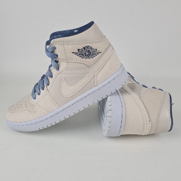 Nike Air Jordan 1 Mid SE Sand Navy Women's Basketball Sneakers - Picture 10 of 12